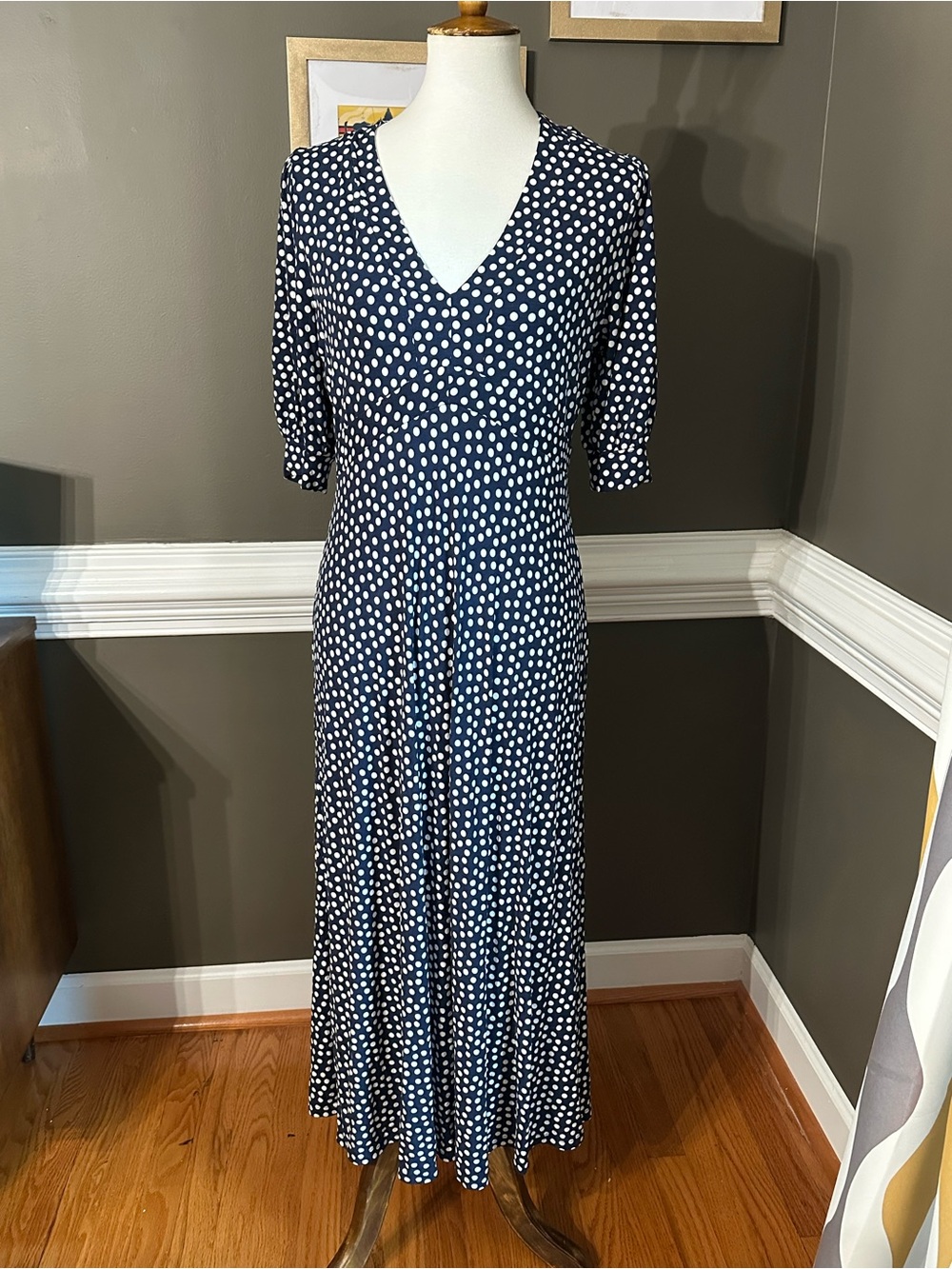 Boden Rosie Godet tea dress - Navy and White Polka Dot Midi Dress